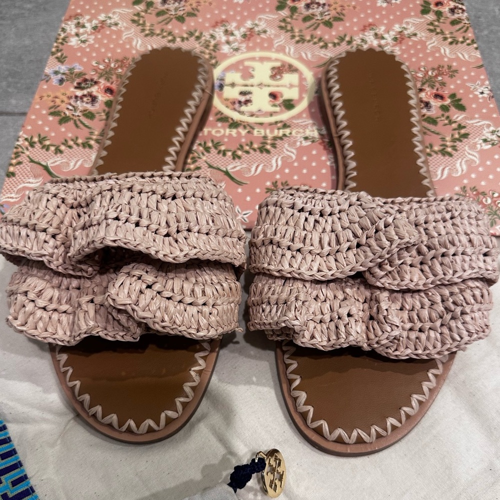 Tory Burch Raffia Ruffle Sides